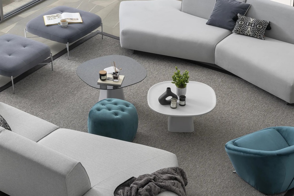 CHELSEA COFFEE  TABLE LAKE WHITE GLASS