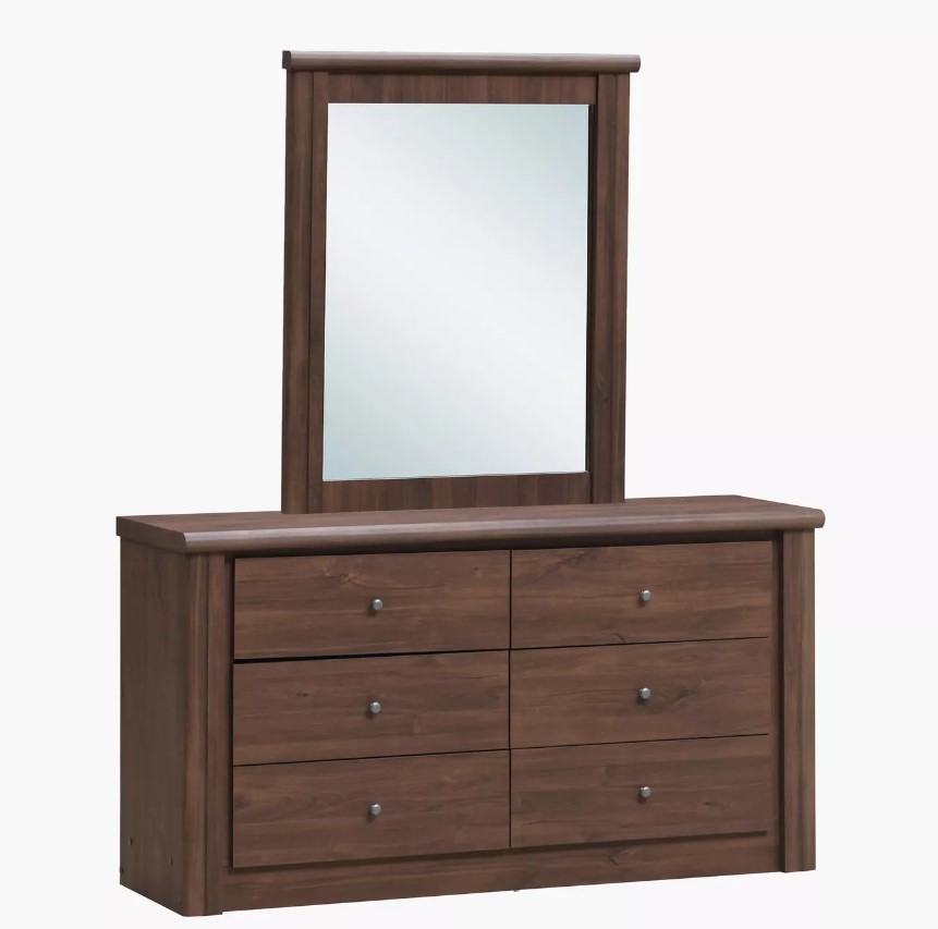 TWENTIETH DRESSER AND MIRROR 6 DAWER