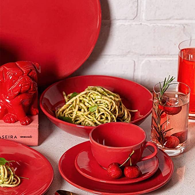 20 PCS UNNI RED DINNER|TEA SET