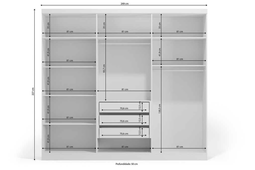 ATLAS 6 DOORS WARDROBE WITH MIRRORS
