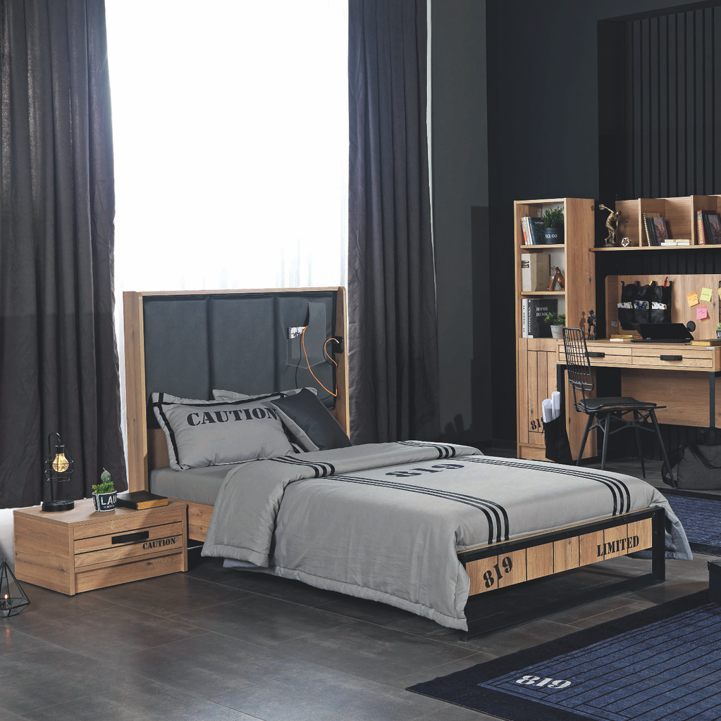 DARK SINGLE BEDROOM SET 3 PCS