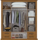 RUSTIC 4 DOORS WARDROBE W|MIRROR