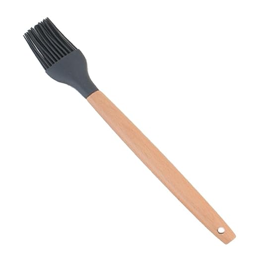 NONSTICK KITCHEN UTENSILS - SILICONE BASTING OIL BRUSH WITH WOODEN HANDLE