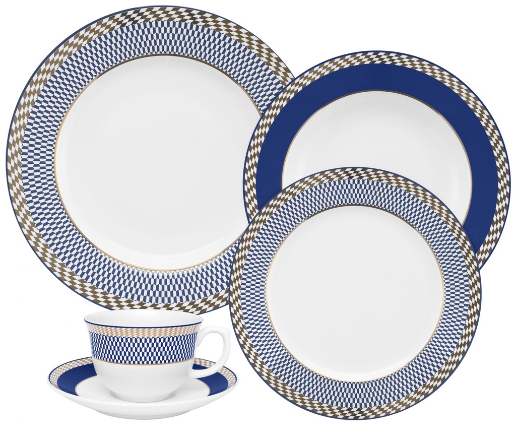 30 PCS FLAMINGO OP ART DINNER SET