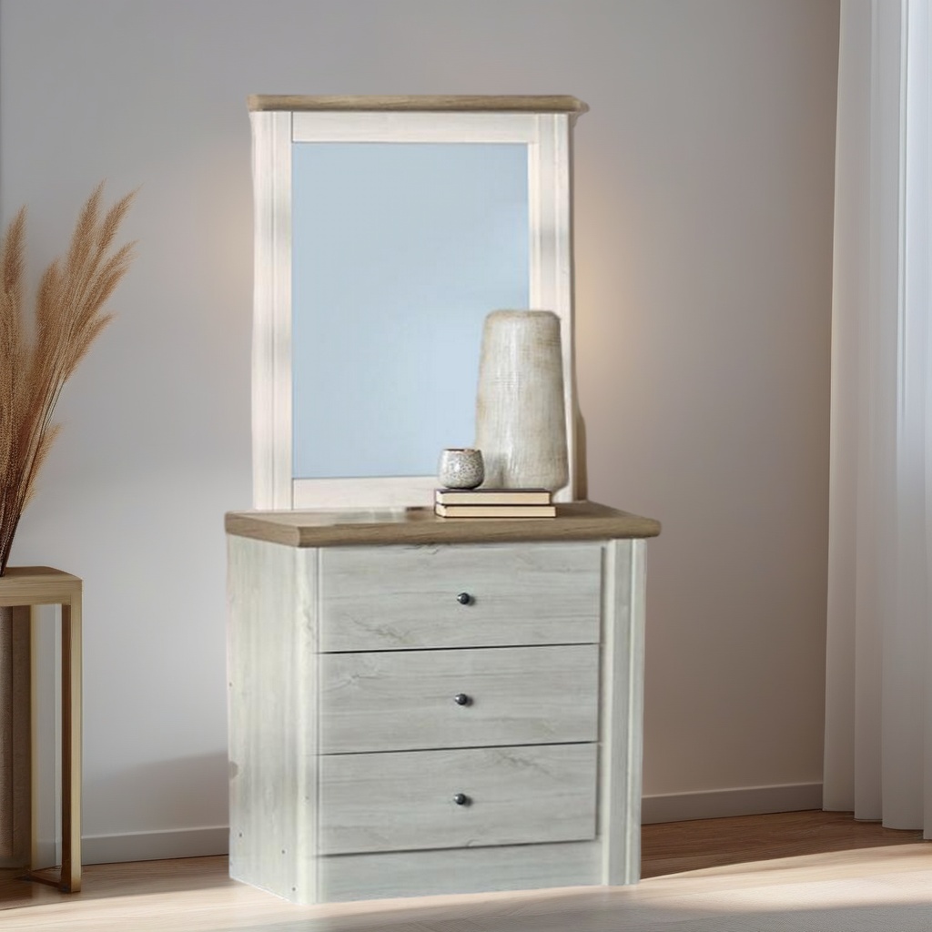[A0850200046] MARCH DRESSER AND MIRROR 3 DAWER