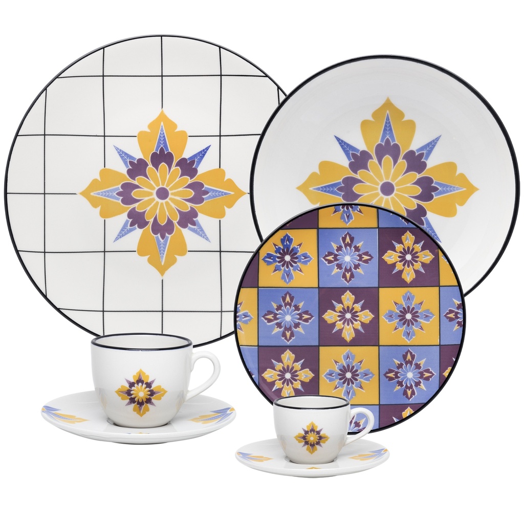 [Z0740400217] 42 PCS COUP GRID DINNER/TEA/COFFEE SET