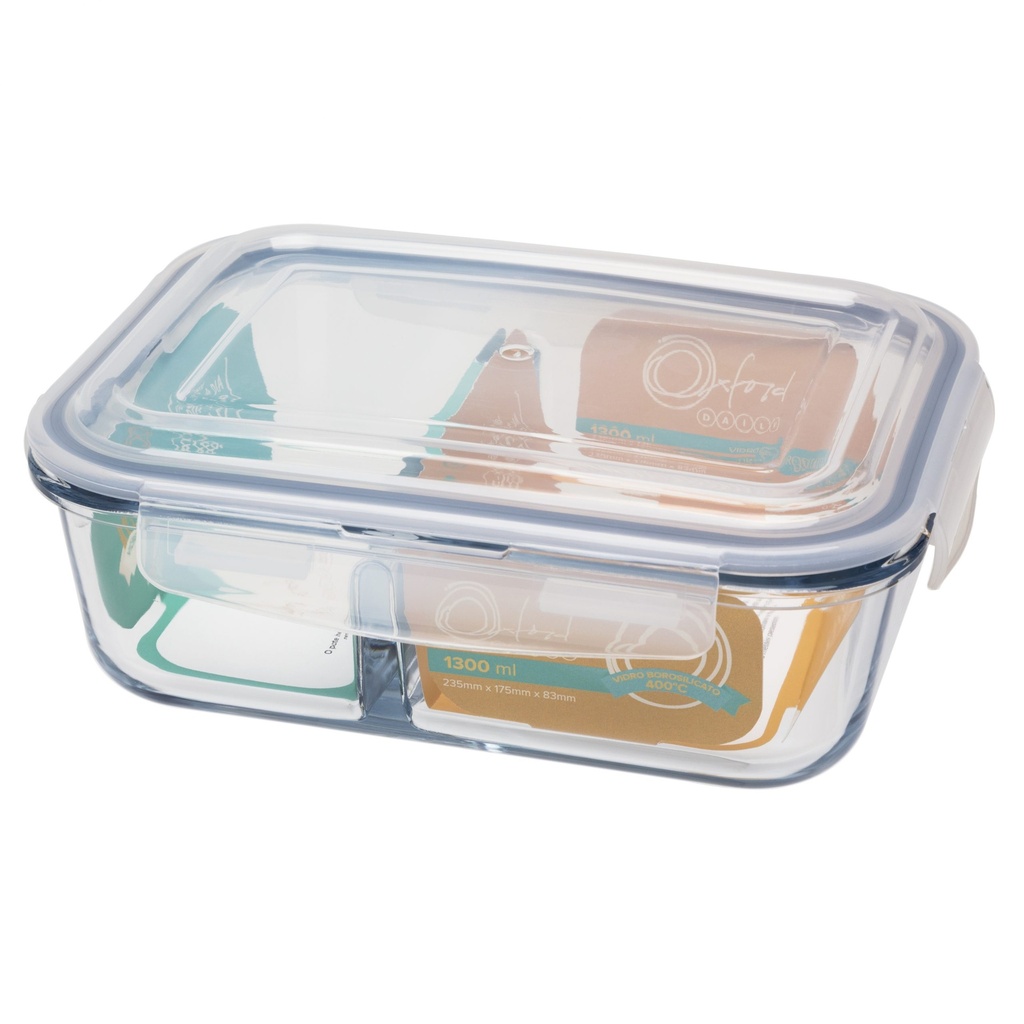 [Z0740400378] CHIA GLASS RECTANGULAR POT W| DIVISION 1300ML