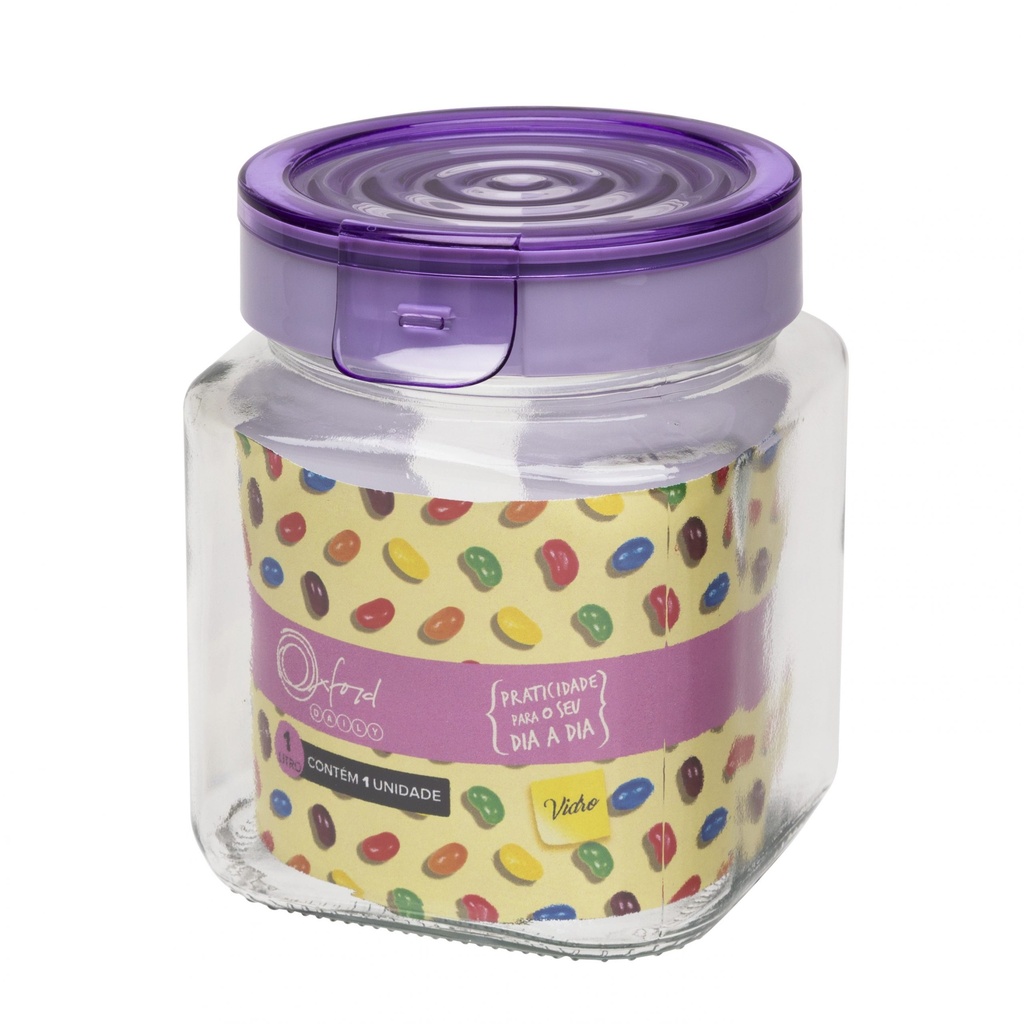 [Z0740400423] LAVANDA SQUARE GLASS JAR 1000 ML