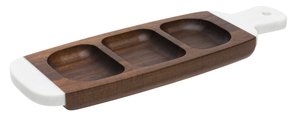 [Z0740400431] OXFORD WHITE MARBLE SNACK BOARD W| 3 DIVIDERS