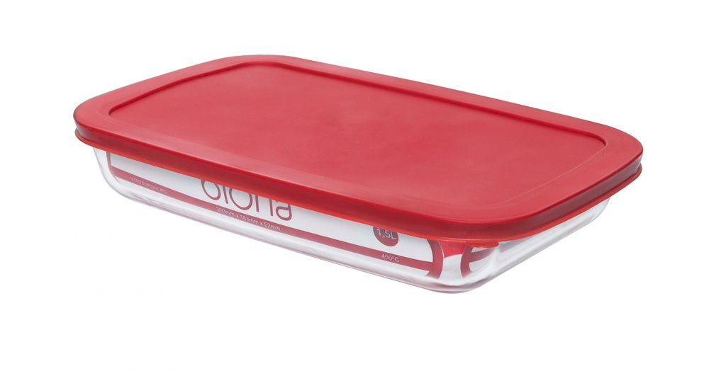 [Z0810400021] BOROSILICATE RECTANGULAR GLASS ROASTING DISH W| LID 1500 ML