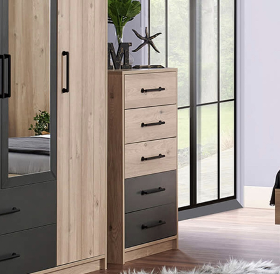 [F0150300109] ANKA HIGH CHEST OF DRAWER & MIRROR
