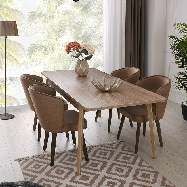 [B0250300162] LUNA DINING TABLE 6 SEATS