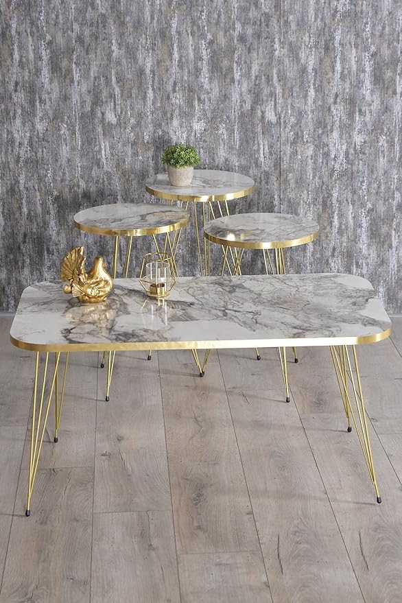 [D0250300162] JULIAN COFFEE TABLE SET 4 PCS