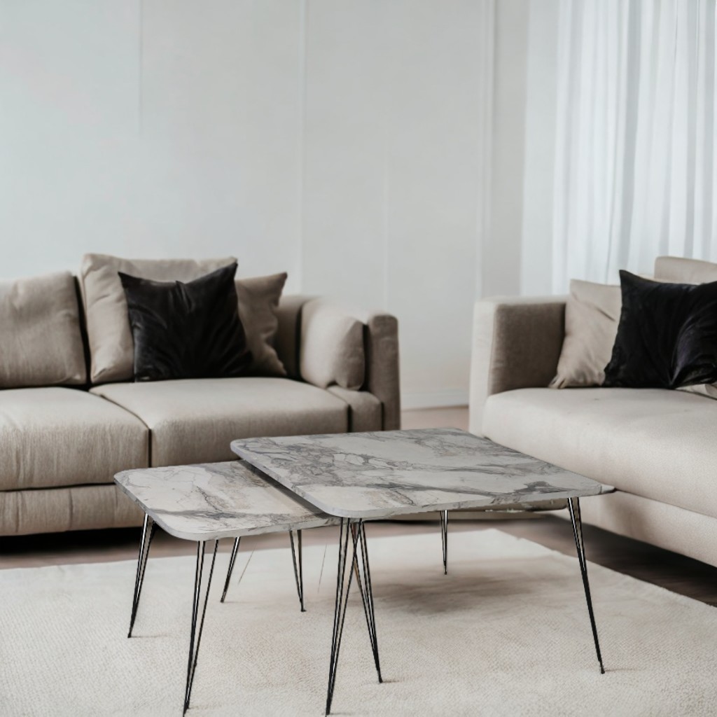 [D0250300171] SQUARE MIDDLE TABLE 2 PCS 