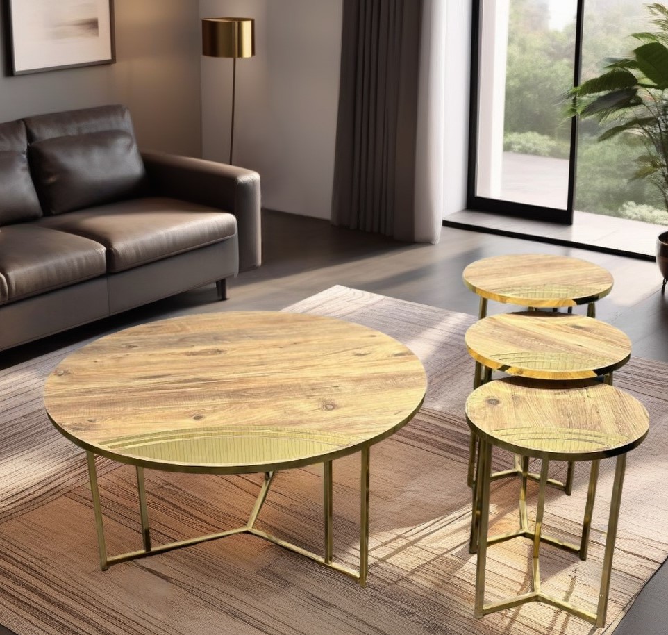 [D0250300177] PROFILE COFFEE TABLE SETS 4 PCS