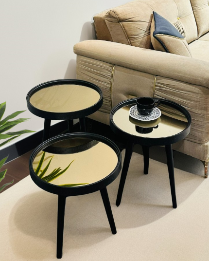 [D0250300186] طقم طاولات 3 قطع ريترو