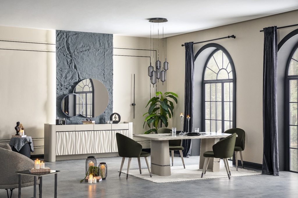 [B00250300114] PAMUKKALE 6 SEATS DINING TABLE SET