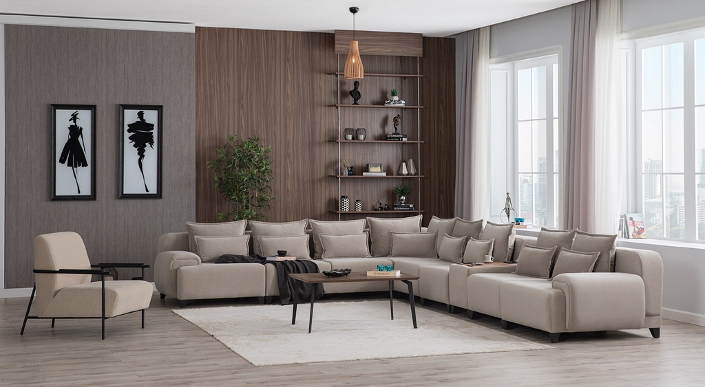 [C0550300092] LOCA CORNER SOFA SETS 9 PCS