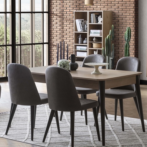 [B00250300125] PLUS G 6 SEATS DINING TABLE SET