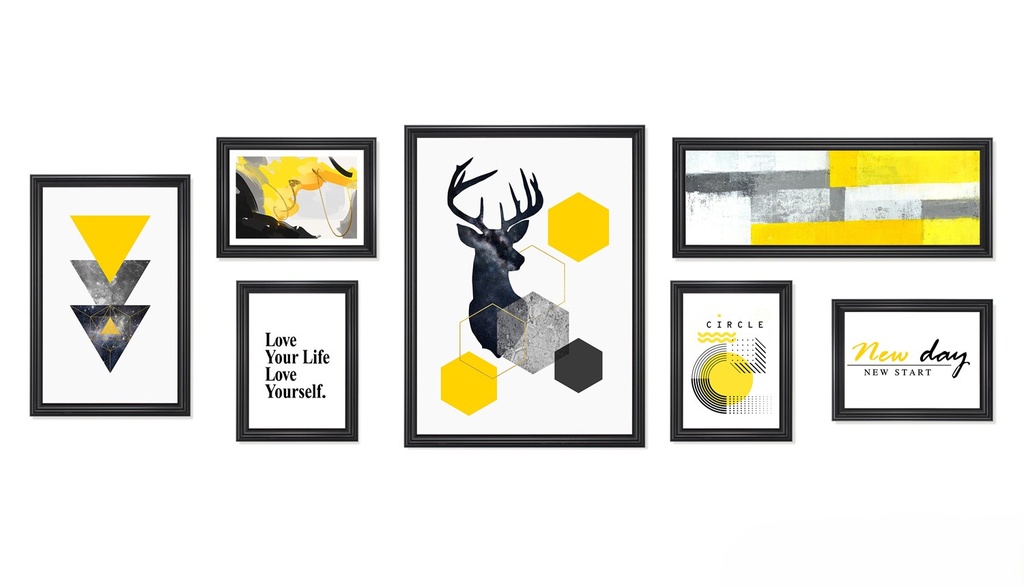 [X0010100315] DEER WALL ART SET 7 PCS
