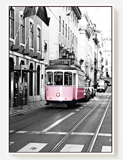 [X0010100390] PINK TRAM WALL ART 