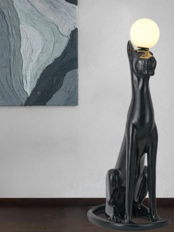[Y0010100083] BLACK LEOPARD FLOOR LAMP