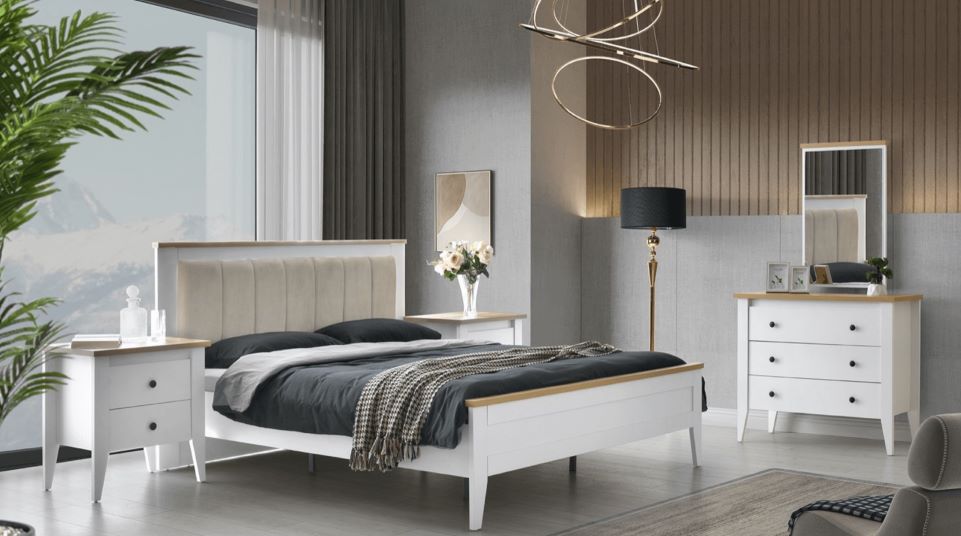 [A000203K00016] POLKA QUEEN BEDROOM SET WT WARDROBE