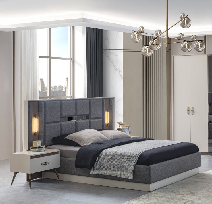 [A000203K00018] KAPLAN QUEN BED ROOM SET WT WARDROBE
