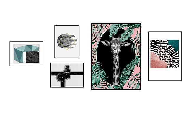 [X0010100230] 5 PCS GIRAFFE WALL ART SET