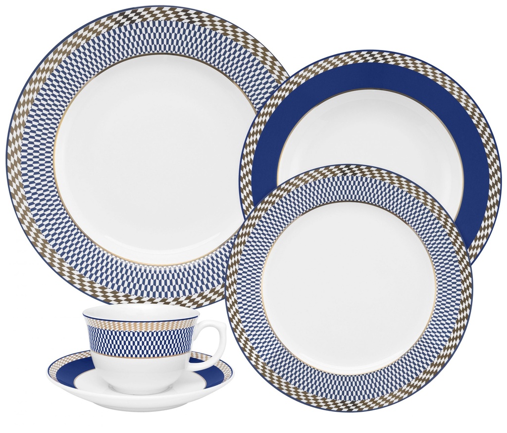 [Z0740400033] 30 PCS FLAMINGO OP ART DINNER SET