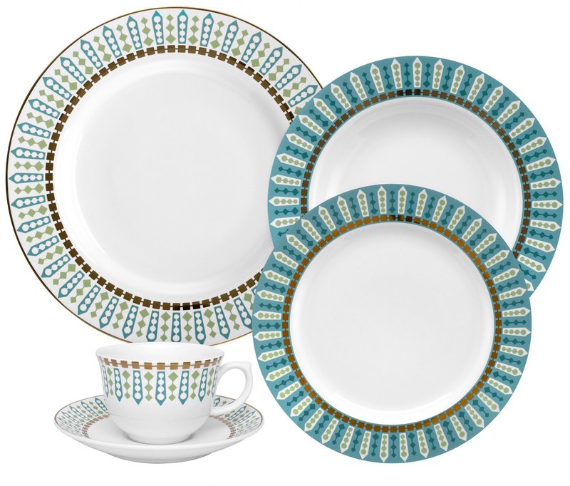 [Z0740400070] 42 PCS FLAMINGO TIARA DINNER SET