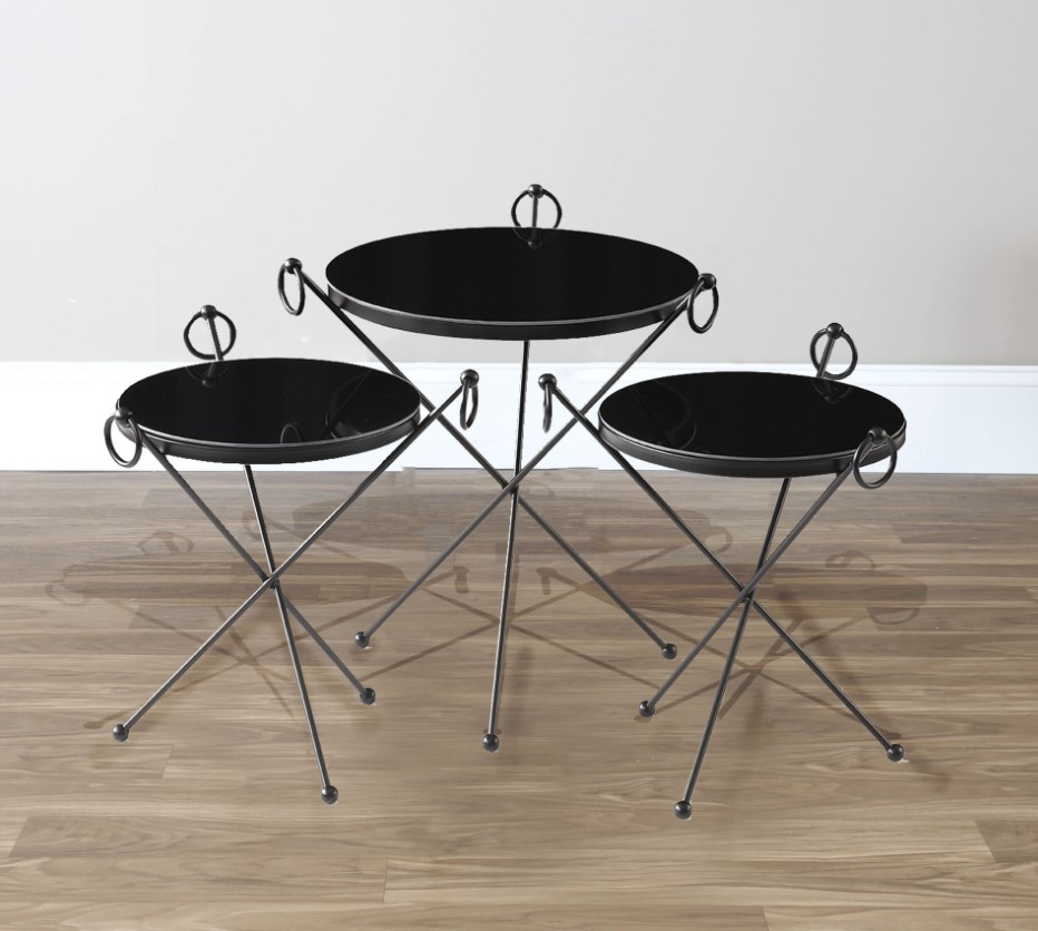 [D0200300070] KUBELI  10 NESTING TABLES 3 PCS
